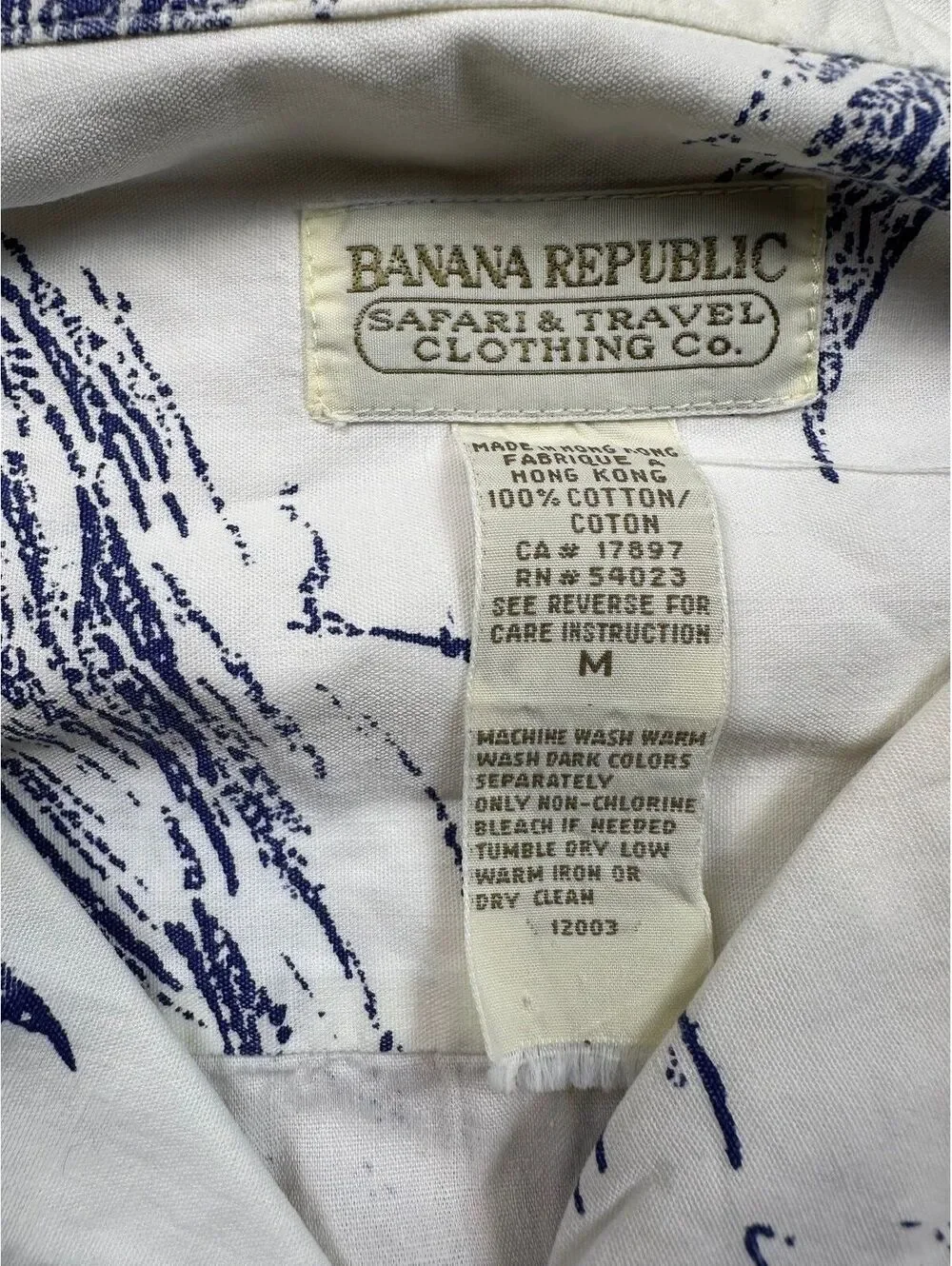 Vintage 80s Banana Republic Safari & Travel marlin button up shirt fish fishing
